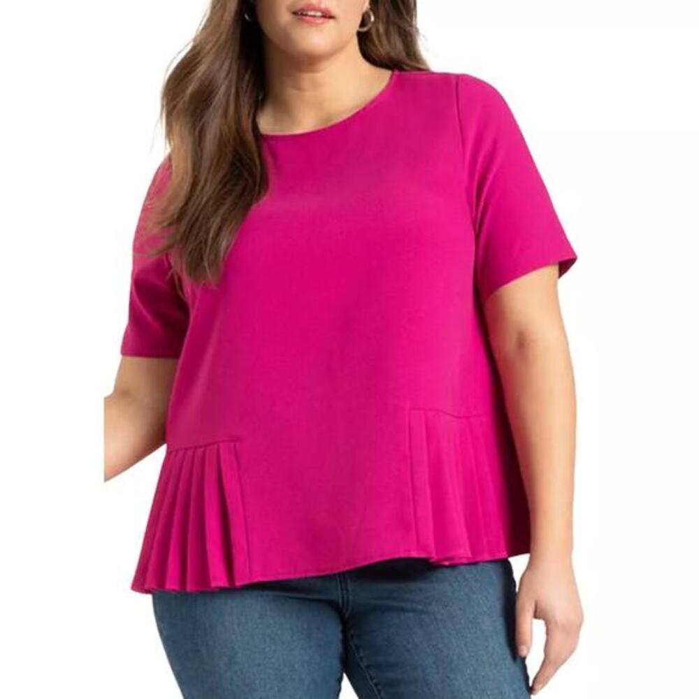 New! ELOQUII Plus Size Pleated Hem Top, 18